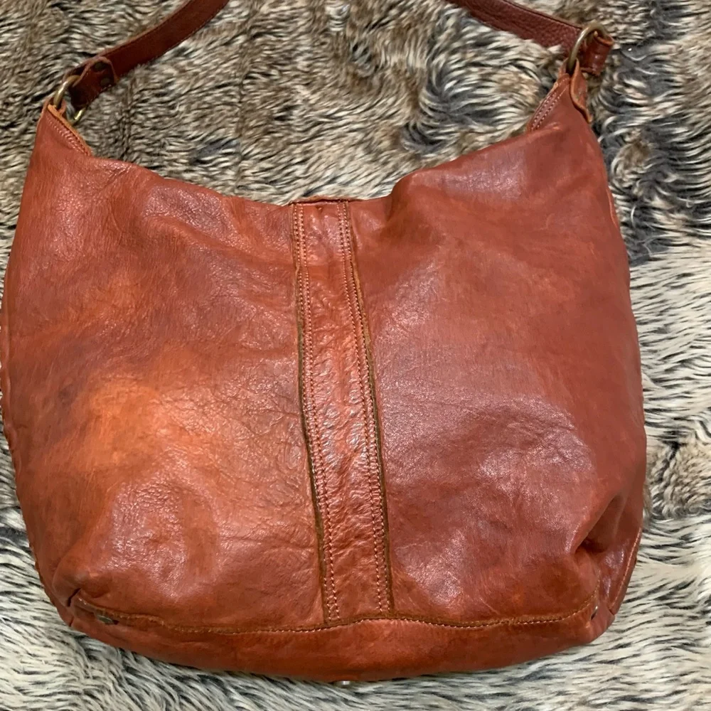 Trask Laurel Woven Hobo Handbag Leather